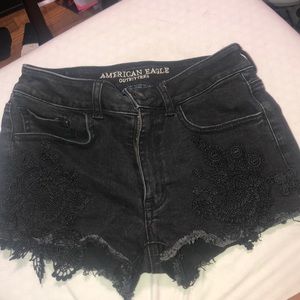 barely worn American Eagle black jean shorts